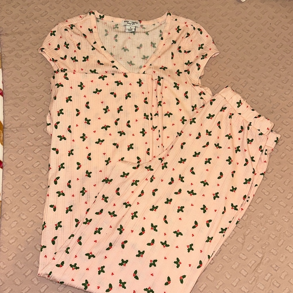 Pink holly pajamas